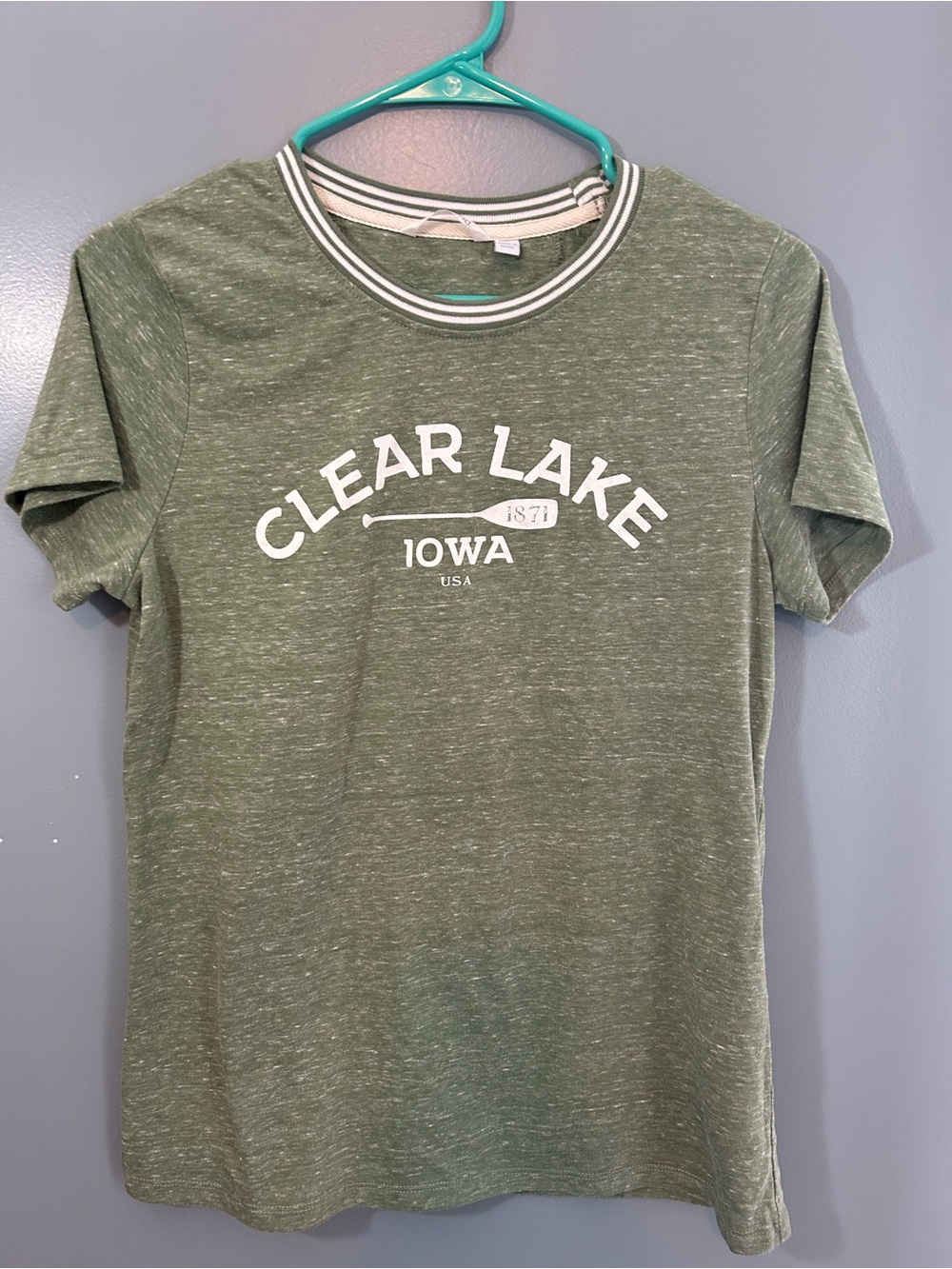 Clear Lake Iowa Green Ringer Tee - Women